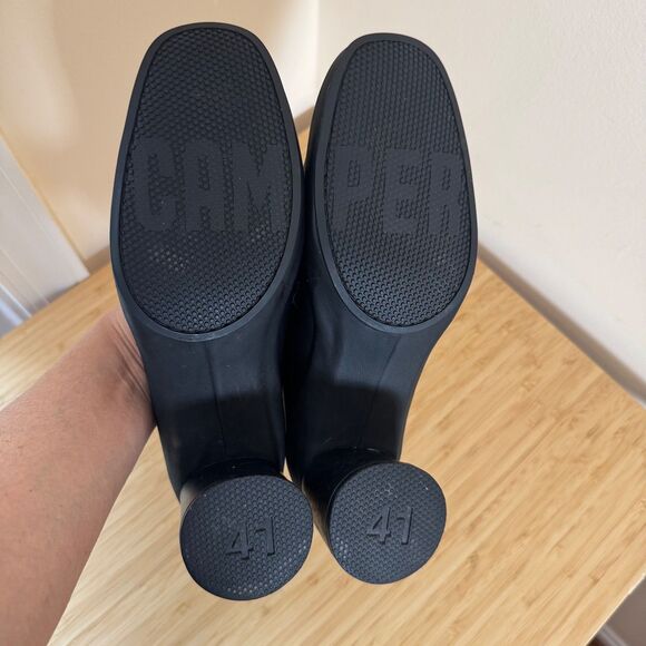 Camper Upright Pumps EU 41 Black Leather Chunky Heels - Picture 6 of 11